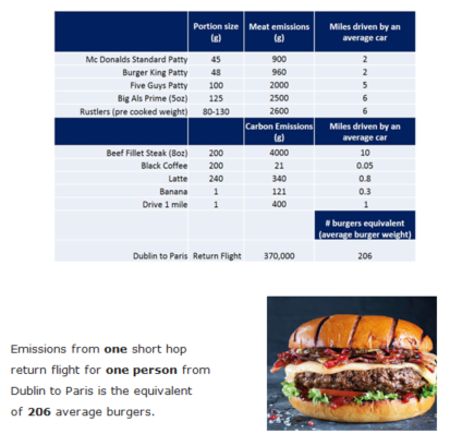 JDRoyle's tweet photo. Emissions from one short hop return flight for one person from Dublin to Paris is the equivalent of 206 burgers. https://t.co/JHcFUMJRei
