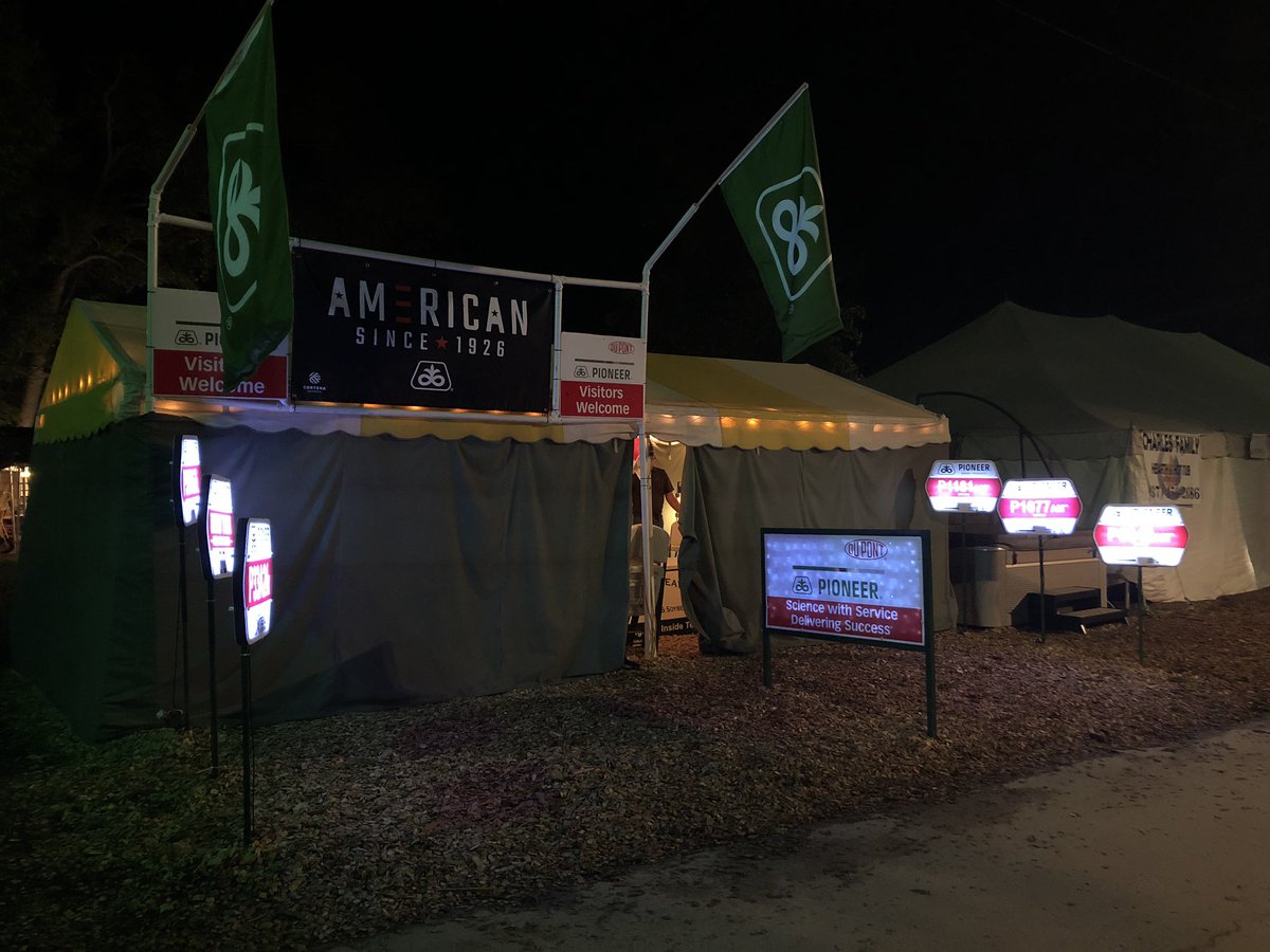 hartman_kelli's tweet photo. @PioneerSeeds was well represented last night at the @DarkeCountyFair Truck &amp; Tractor Pull! Be sure to stop out at the Pioneer booth this week &amp; chat with one our our reps and see what’s new at @corteva and Pioneer! You can’t miss it at night either- the field signs light up! https://t.co/qVMTgmTmoO