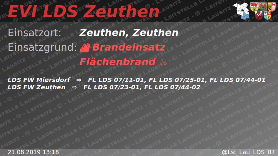 🚨 21.08.2019 13:18 🔥 ♨️ B:Fläche 🌐 Zeuthen, Zeuthen 🚒 ⇨ FW Miersdorf, FW Zeuthen