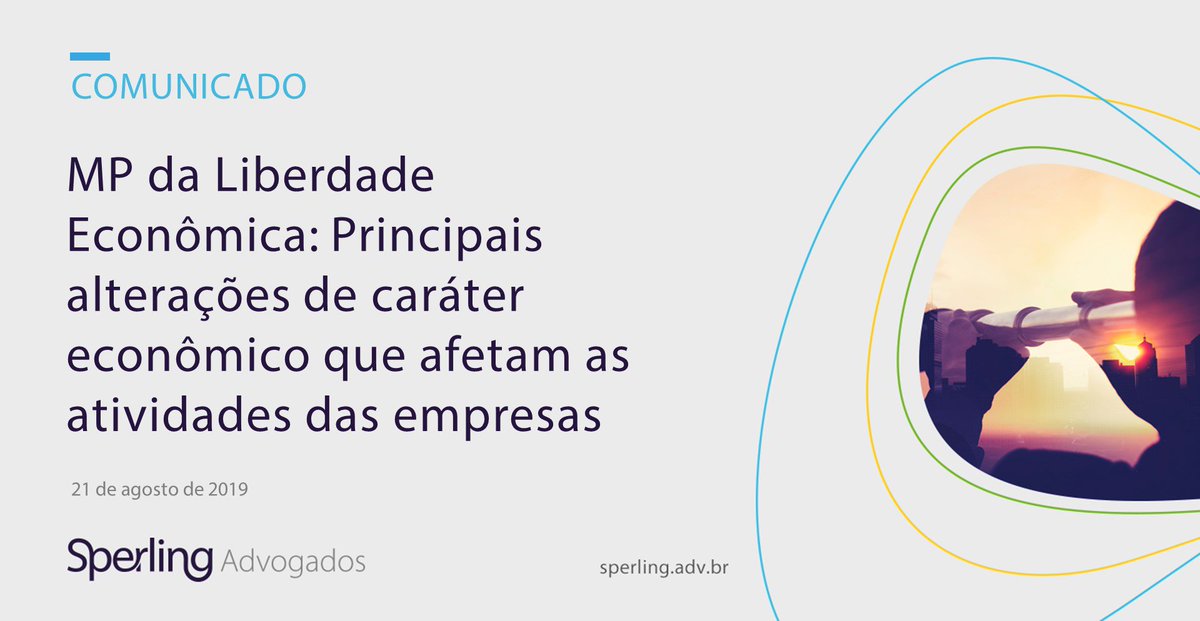 sperlingadv's tweet photo. Confira as alterações de caráter econômico que afetam as atividades das empresas de acordo com a #MPdaLiberdadeEconômica aprovada pela Câmara dos Deputados, que segue para aprovação no Senado Federal. Acesse: https://t.co/r8iOg402SP
#MP881 #DireitoEmpresarial #SperlingAdvogados https://t.co/CfJLxsTq8e