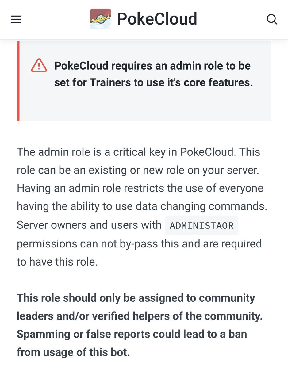 pokecloudbot's tweet image. The #PokeCloud #AdminRole is very important. Don’t forget community leaders, only grant this role to verified admins/helpers! #pokemongo #discord #discordbot