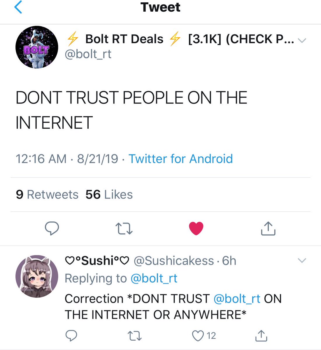 zarah40343890's tweet photo. @bolt_rt is a LIAR he didint give any way hing he said he was away! #BoltIsFake #BoltIsnotLegit https://t.co/VuZTU8mVF0