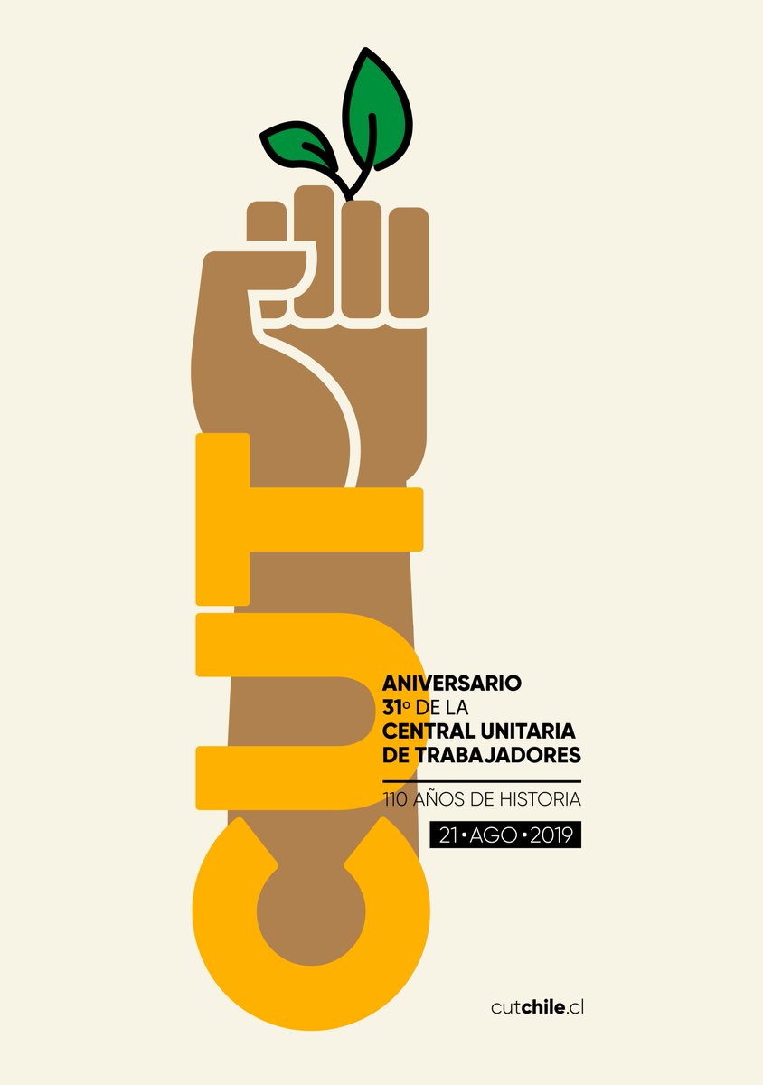 Cutchile's tweet photo. Hoy se cumplen 31 años desde la constitución de la actual Central Unitaria de Trabajadores (#CUT), siendo así la continuadora de la histórica Central Única de Trabajadores (1953-1973) disuelta por la dictadura militar ✊🌱 110 años de historia junto a las y los trabajadores 🇨🇱 https://t.co/xrN52QYUTu