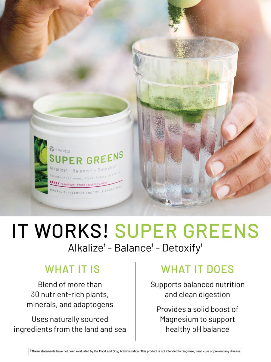 ItWorksGlobal's tweet photo. Get the inside scoop on the NEW It Works! Super Greens! 👀

#ItWorksSuperGreens #ATasteOfNature #SipTheSpectrum https://t.co/OJfa0lBS6J