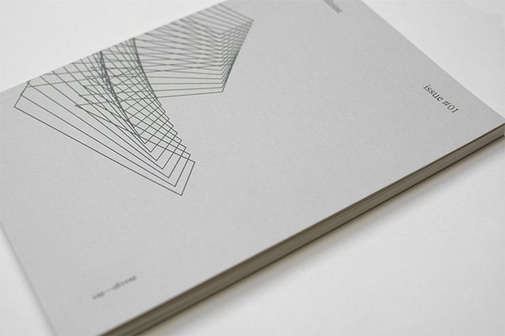 A5 handmade zine about email design, light grey with 'V' on the cover and issue 01