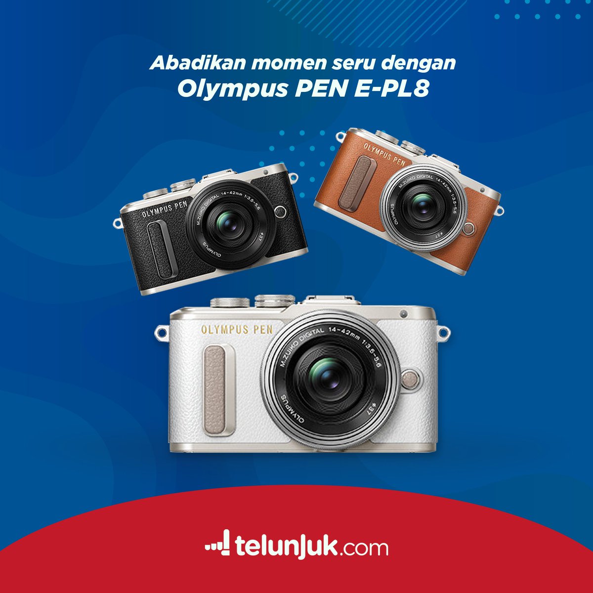 Telunjukdotcom's tweet photo. Yuk capture momen kamu dengan Olympus PEN E-PL8! Didukung resolusi 16.1 MP dan fitur Super Sonic Wave Filter untuk membantu mengurangi debu yang masuk ke sensor saat mengganti lensa. Canggih banget! Yuk #CekHarga produknya di https://t.co/KqymOvGMky https://t.co/sbGlDoryBD