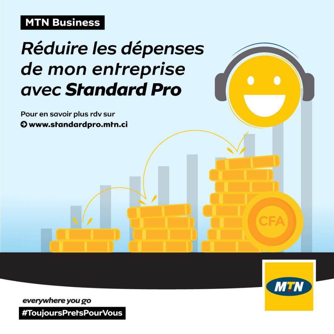 MTNBusinessCI's tweet photo. Avec MTN Standard Pro ne perdez aucune opportunité d'affaire pour des raisons téléphoniques.
#MTNStandardPro https://t.co/Equyl9vgoM
