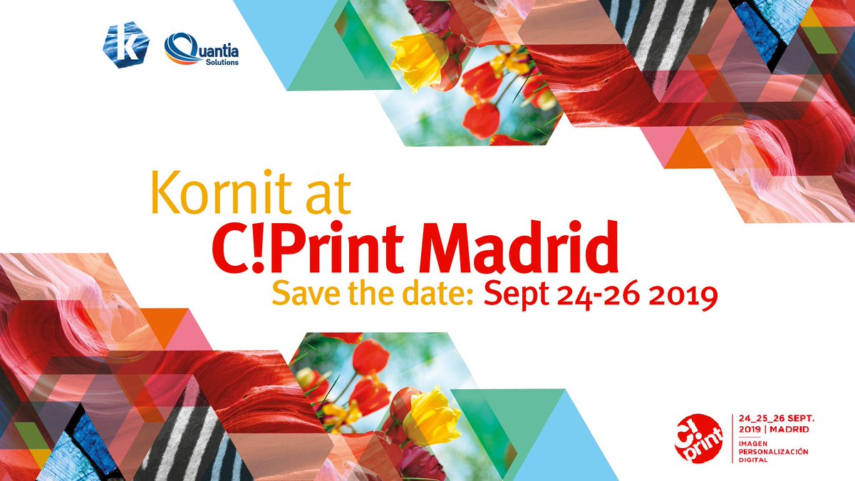 kornitdigital's tweet photo. Meet @kornitdigital at @CPrint_Madrid 2019! 🇪🇸 We and our partner @QuantiaSolutio1 are looking forward to your visit at our booth. 🤝 Schedule a meeting: 👉 https://t.co/ptPrq2XT5a #textileprinting #AvalanchePolyPro https://t.co/6kUXcG5UgV