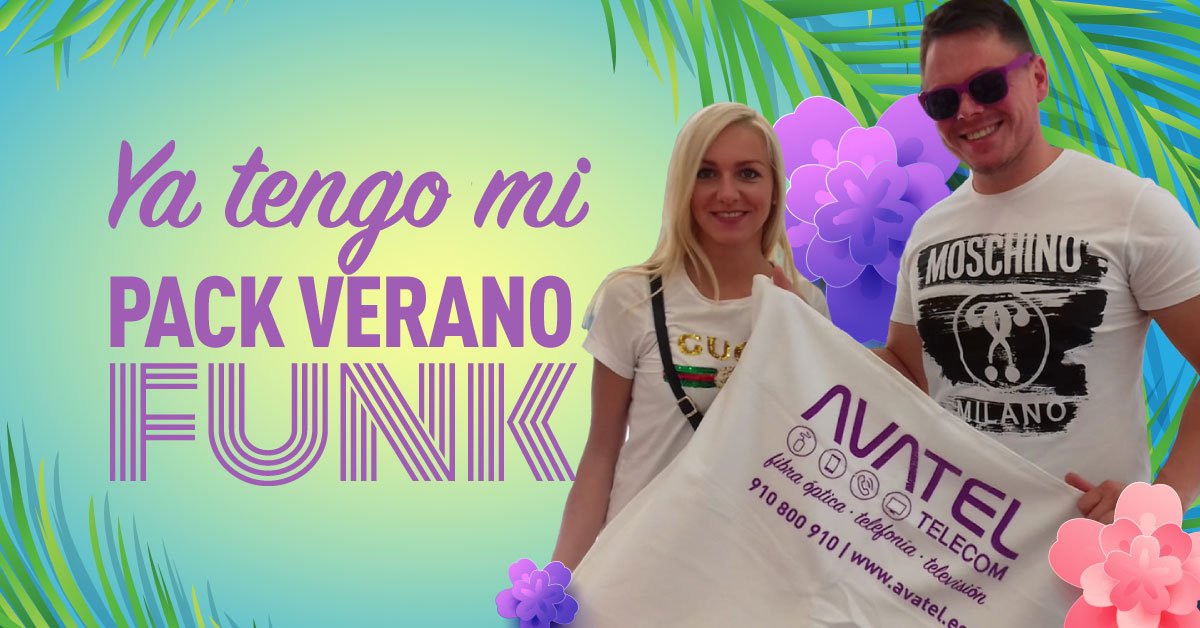 AvatelTelecom's tweet photo. ¡Ellos ya han contratado su tarifa de #fibra 300Mbps por sólo 9,99 €/mes durante los primeros tres meses! 👩💻
#FUNK #PackVerano #AvatelTelecom https://t.co/aIlhSKgKsf