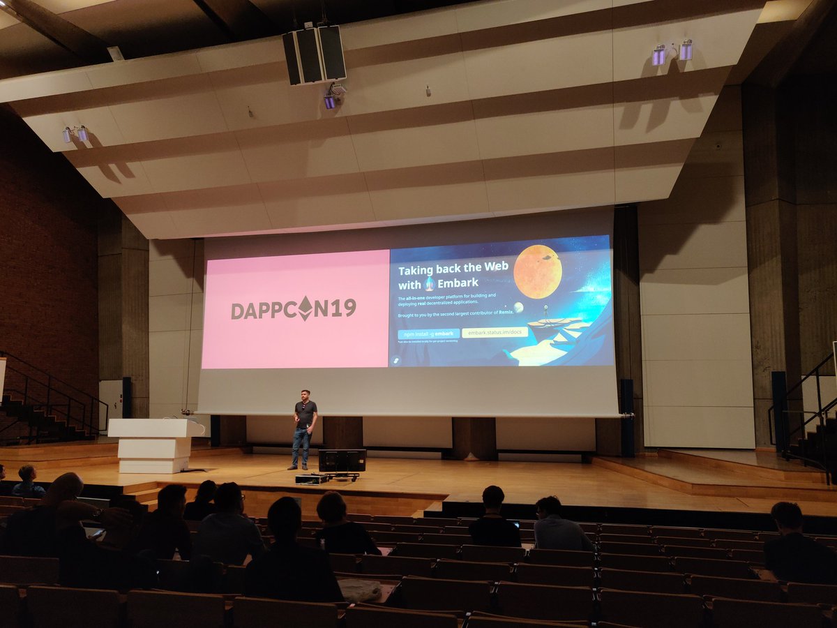 Looking forward to <a href="/ethstatus/">Status</a> @jarradhope's talk: "Taking back the web with Embark" @dappcon_berlin