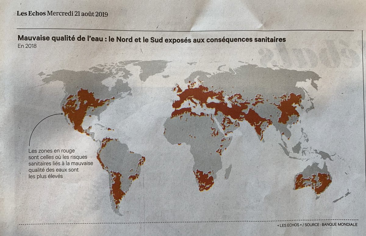 dr_l_alexandre's tweet photo. NOUS SOMMES FOUS ! Regardez cette carte @LesEchos : 100 % du territoire français est classé en zone où la qualité de l’eau est dangereuse pour la santé. Et en Afrique Noire ou on fait la vaisselle et ou on boit à côté des latrines...tout va bien ! Le discours écolo nous rend fous https://t.co/rMuPjOaNcs
