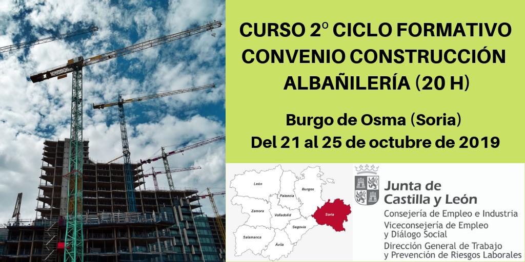 prevencionjcyl's tweet photo. ¡La #PRL se mueve en #JCyL!

#EventosPRL

Curso "2º Ciclo de Formación del Convenio de la Construcción: Albañilería (20 horas)"

Organiza #ASSLSoria

Burgo de Osma (Soria), del 21 al 25 de octubre de 2019.

https://t.co/tnPJu0pd0i https://t.co/7R0Pj7XTax