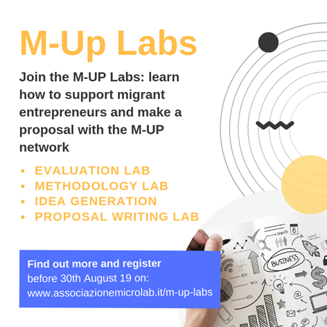 Join the M-UP Labs: learn how to support #migrant entrepreneurs and make a proposal with the @MUPnetwork. The M-UP Labs are a free initiative open to European organisations working to support migrant entrepreneurs all around the world.
associazionemicrolab.it/m-up-labs/
 #migent
