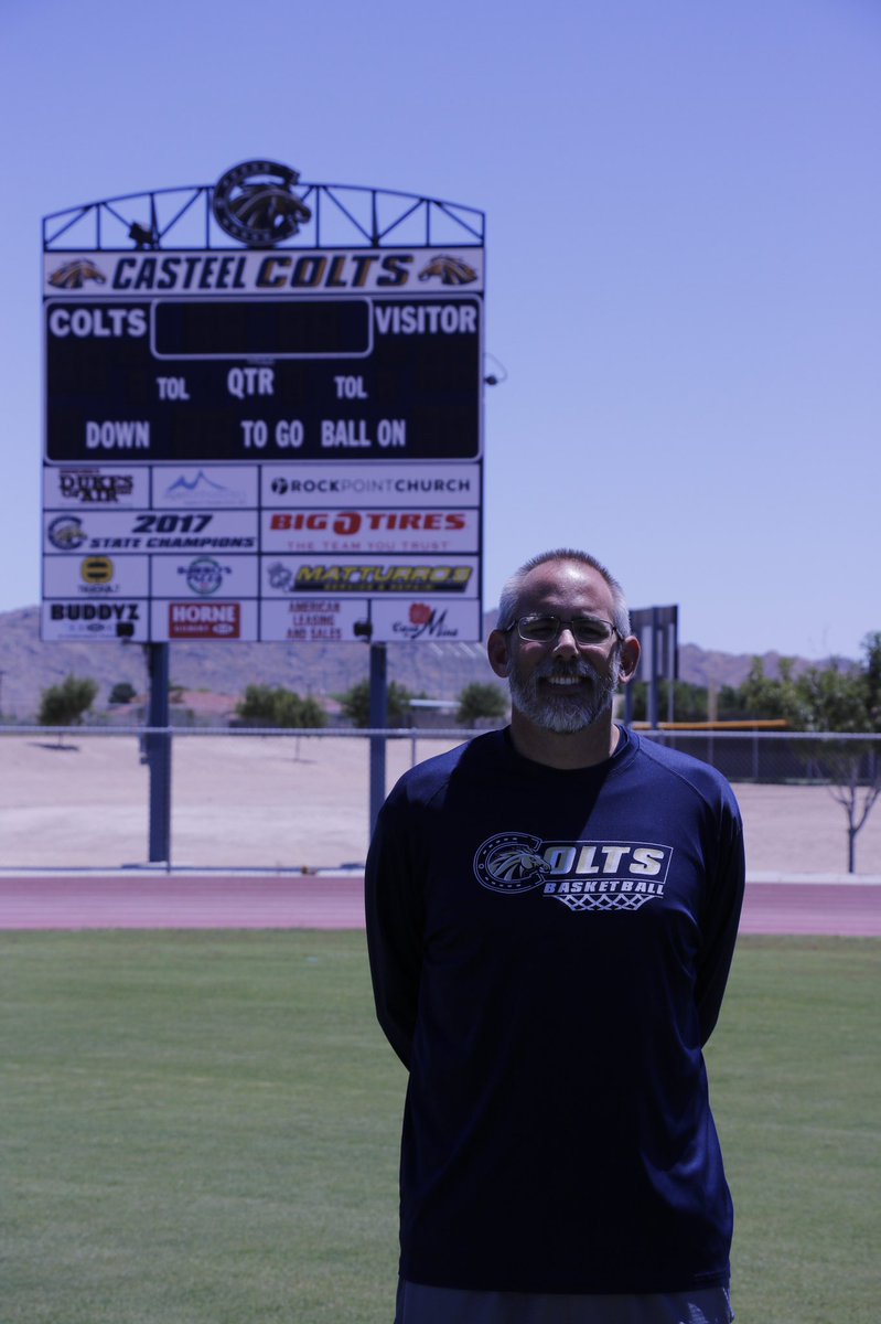 Brett Huston makes the PA calls @CasteelColts, where he had to teach the students how to cheer at sporting events during the school’s first year. He teaches PE & health and is @Colt_Basketball head coach. Casteel opens at Centennial Friday. First home game: August 30 vs. Apollo https://t.co/4KOpMSIwSs