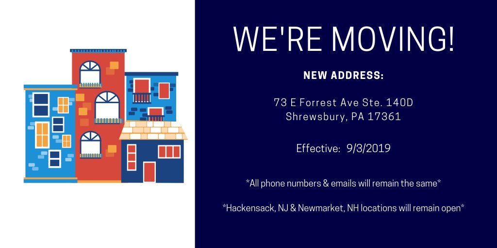 multicameast's tweet photo. Our Baltimore, MD office will be moving to Shrewsbury, PA effective 9/3/19! 
*All phone numbers &amp; emails will remain the same*
*Hackensack, NJ &amp; Newmarket, NH locations will remain open* 
Questions? Contact Us Today! https://t.co/L4vNvUo5ZT