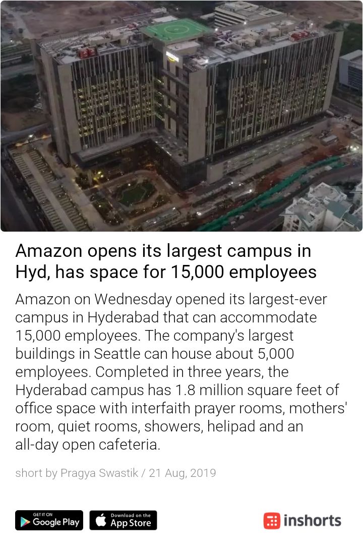 Nilesh Shah Amazon Hyderabad Campus Will Employ About People Hope Many More Such Campuses Open Across India T Co Uc0tkklhlf T Co 1lfbqkypkn