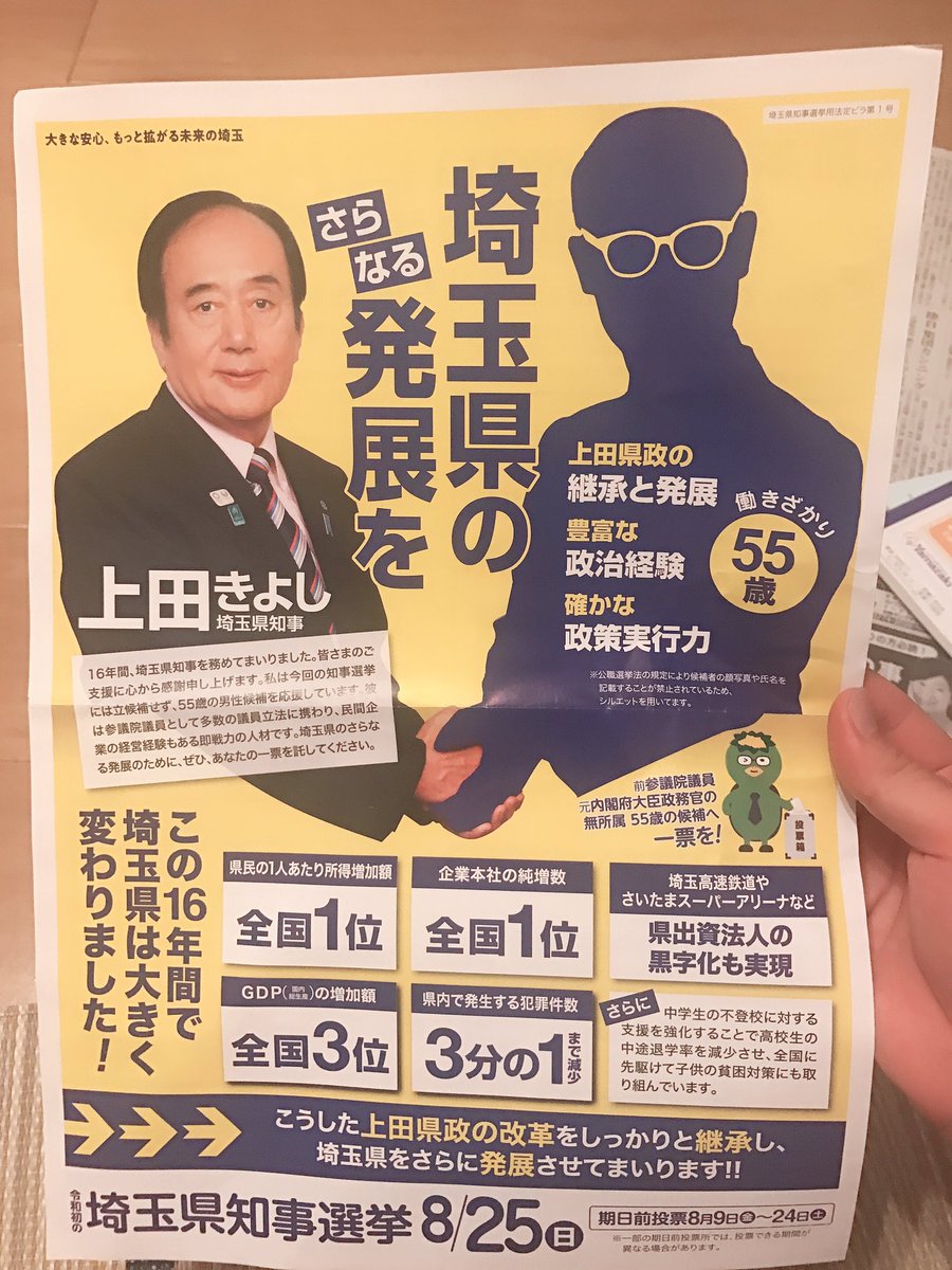 今日、家のポストに入っていたのだが、選挙違反ではないのだろうか？ 顔名前なしならポスティングおけ？ 私が支持者でなかったら？