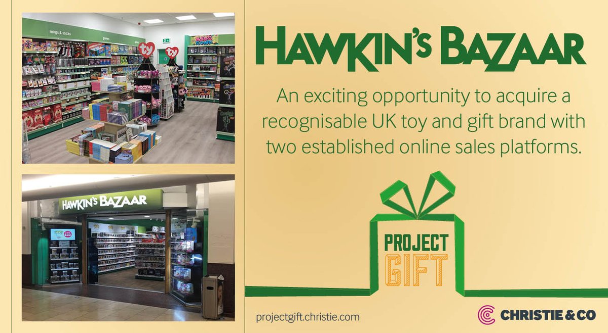 ChristieCo's tweet photo. We have brought to the market specialist retailer Hawkins Bazaar Ltd, comprising an online retail platform and national portfolio of 23 stores, most of which sit in high footfall city centre or shopping locations, plus several dedicated Christmas pop-ups. https://t.co/e81OxtGhAu https://t.co/lKFCCAC3ww