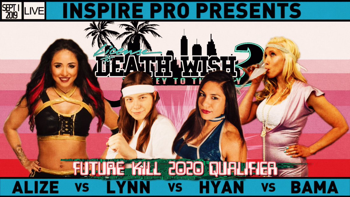 INSPIRE PRO WRESTLING presents LICENSE TO DEATH WISH 3 on Sunday, September 1st at <a href="/BlueGenieBazaar/">BlueGenie Art Bazaar</a> in Austin, Texas!

TICKETS: InspireProWrestling.com