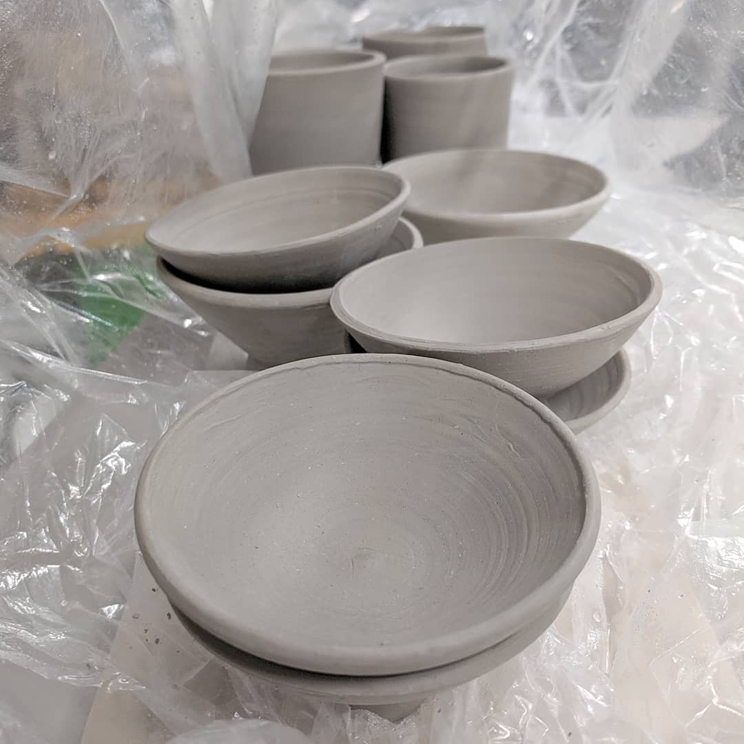 claylacepottery's tweet photo. For #wipwednesday, here's a bunch of #ringdishes and cups I'm getting ready to decorate
#wip #tinyplates #ringdish #ringplate #greenware #acreativedc #mydccool #madeindc #bythings #202creates #pottery #ceramics #wheelthrown #handmade #clay #wheelthrowing #stoneware #washingtondc https://t.co/8KmQ0Or7xA