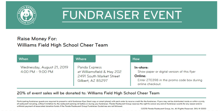 CheerWfhs's tweet photo. Go to Panda by San Tan Mall today and support you WF Cheerleaders! https://t.co/RtFmkviaiR