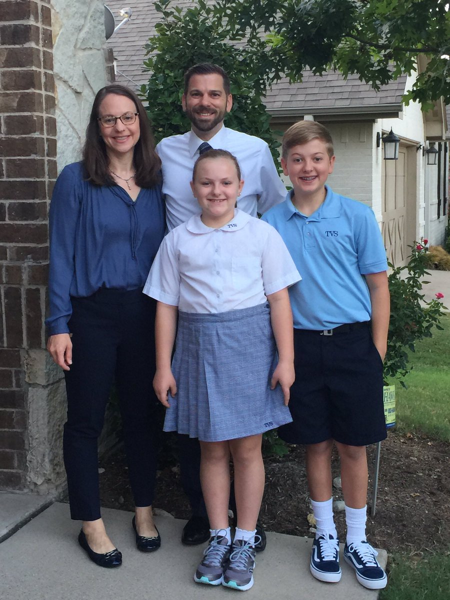 jsclimber's tweet photo. All four of us are ready for another @TVS_Trojans first day of school! Living our Authentic Purpose in the @TVS_Lower, @TVS_Middle, and TVS Upper again this year. #BeTrojansToday @ZachMercurio https://t.co/stj4ArWUuO