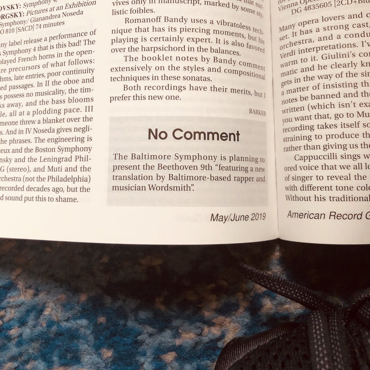 BklsweetMedia's tweet photo. We’ve made it!!! From our copy about @Wordsmith @BaltSymphony concert. #americanrecordguide #wordpolice #sarcasm #classicalmusic #welovedtheconcert #WeAreBaltimore https://t.co/fCBmbSkMy8