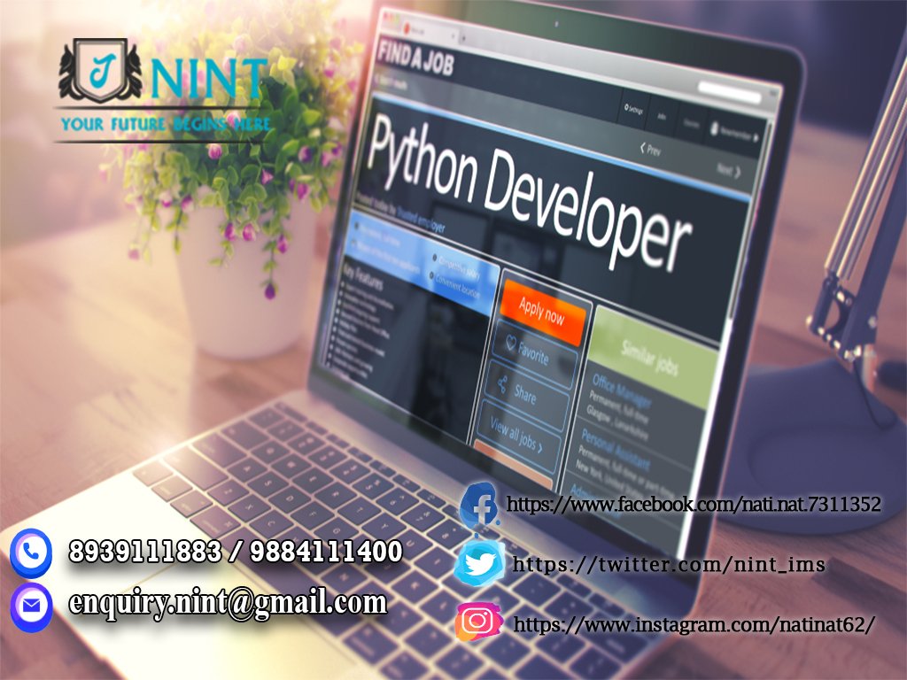 nint_ims's tweet image. Get real-time training with #Python Certified Experts. Enroll now @ #NINT to become #Python_Developer and Professional.
☎️ 8939111432/ 8939111883/ 9884111400
🌐 nintedu.com/python/
#Python_Programming_Classes #Python_Training #Python_Certification #python_networking