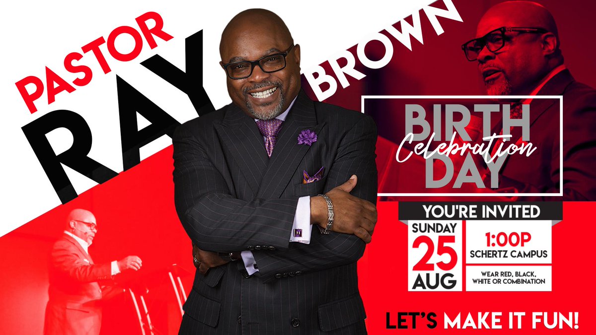 ResChurchSA's tweet photo. Help us celebrate Pastor Brown’s 55th birthday this Sunday!⁣ ⁣ We are asking everyone to wear red, black, white or a combination of all 3 colors so we can show our love to our Pastor on his special day.⁣ ⁣ See you Sunday!⁣ ⁣ https://t.co/WaCfks8DSj