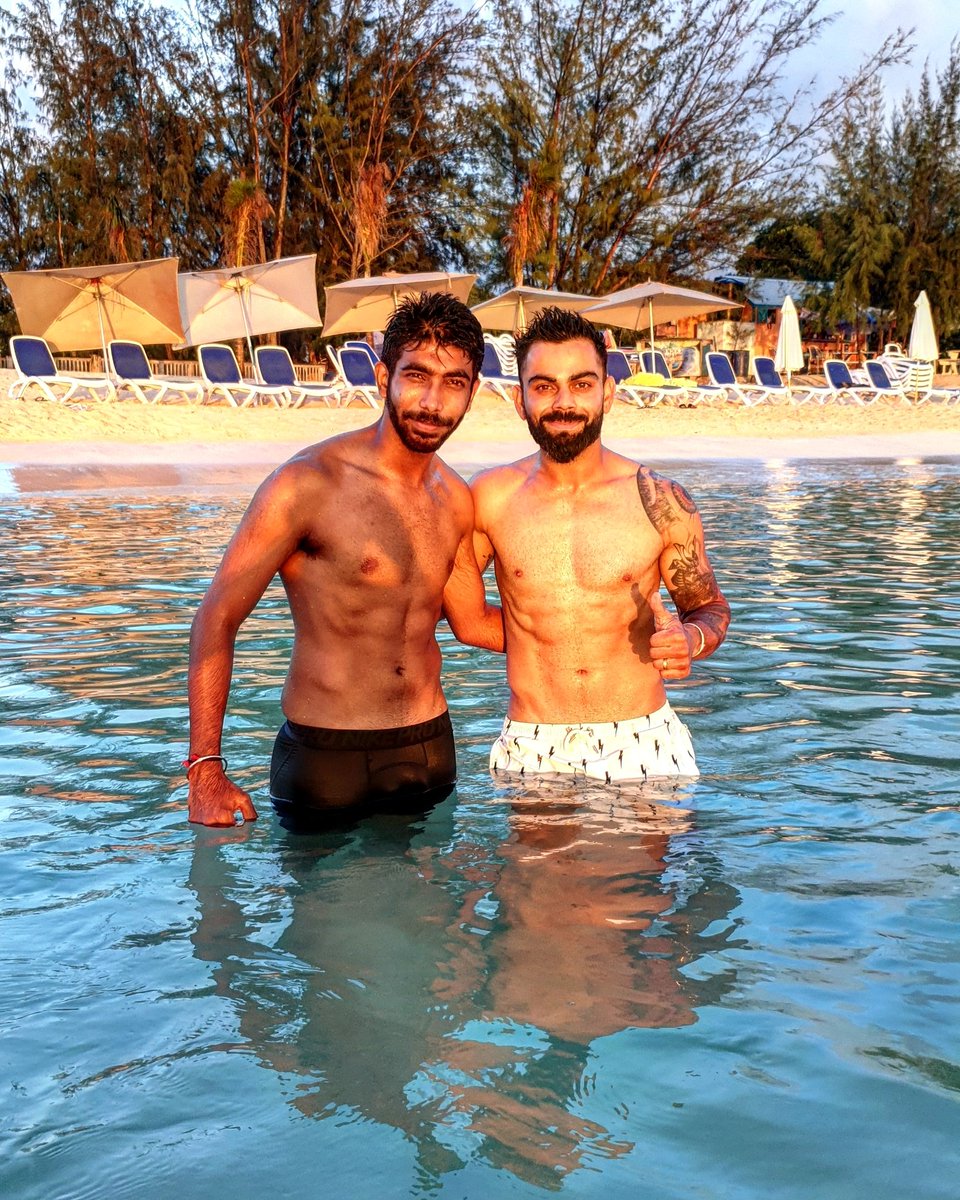 Jaspritbumrah93's tweet photo. Sun soaking with @imVkohli and the team. 🌊🌊 https://t.co/XHGKJ7SGou