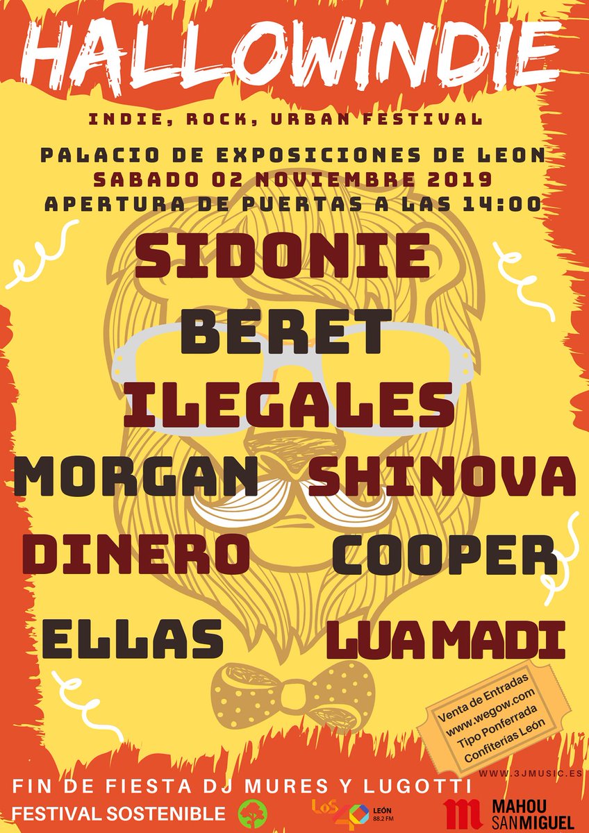dineromusic's tweet photo. 💥PRÓXIMA FECHA a la vista:
Sábado 2 de noviembre. Festival #Hallowindie en León.
🎟️ https://t.co/v29Ej4lxq2 https://t.co/X1YG78wPOX