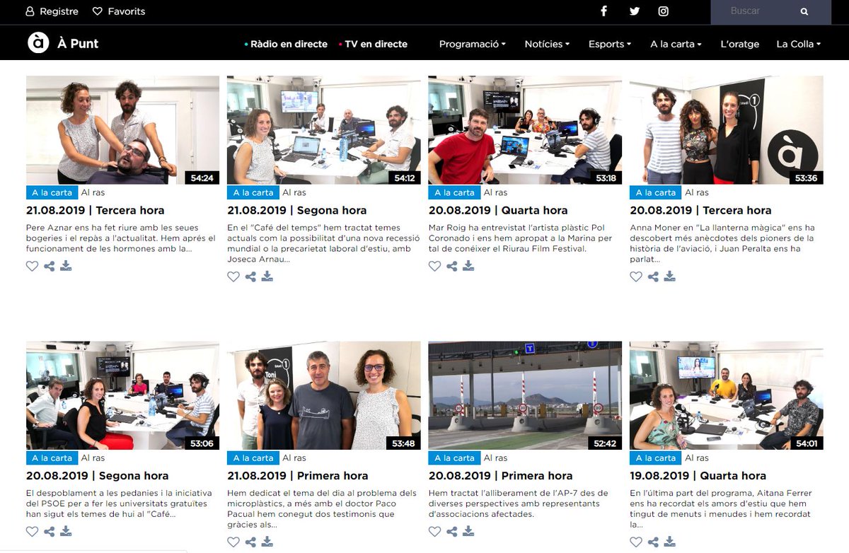 ▶️📻 Programa al web d'<a href="/apunt_media/">À Punt</a>:

🌐 #AlRasMicroplàstics amb <a href="/UPVCampusGandia/">Campus de Gandia | UPV</a>, <a href="/Nuriafelis/">Núria Felis</a> i <a href="/YUDesignUPV/">YUDesign UPV</a>.

💊 #ParlemdAdiccions amb <a href="/fr_pascualp/">Paco Pascual</a>.

☕ #CafédelTemps amb <a href="/JosecaArnau/">Joseca</a> i <a href="/QuicoArabi/">Francesc Arabí</a>.

😎 #Humor amb <a href="/pere_aznar/">Pere Aznar</a>.

👉🏻 bit.ly/AlRasAP