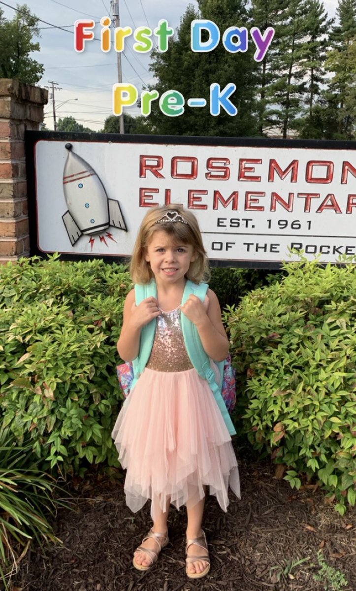 TreyArvon's tweet photo. Nora’s first day at Pre-K.  Excited to be a @rosemontrockets. #firstday https://t.co/JXMNGtDtOX