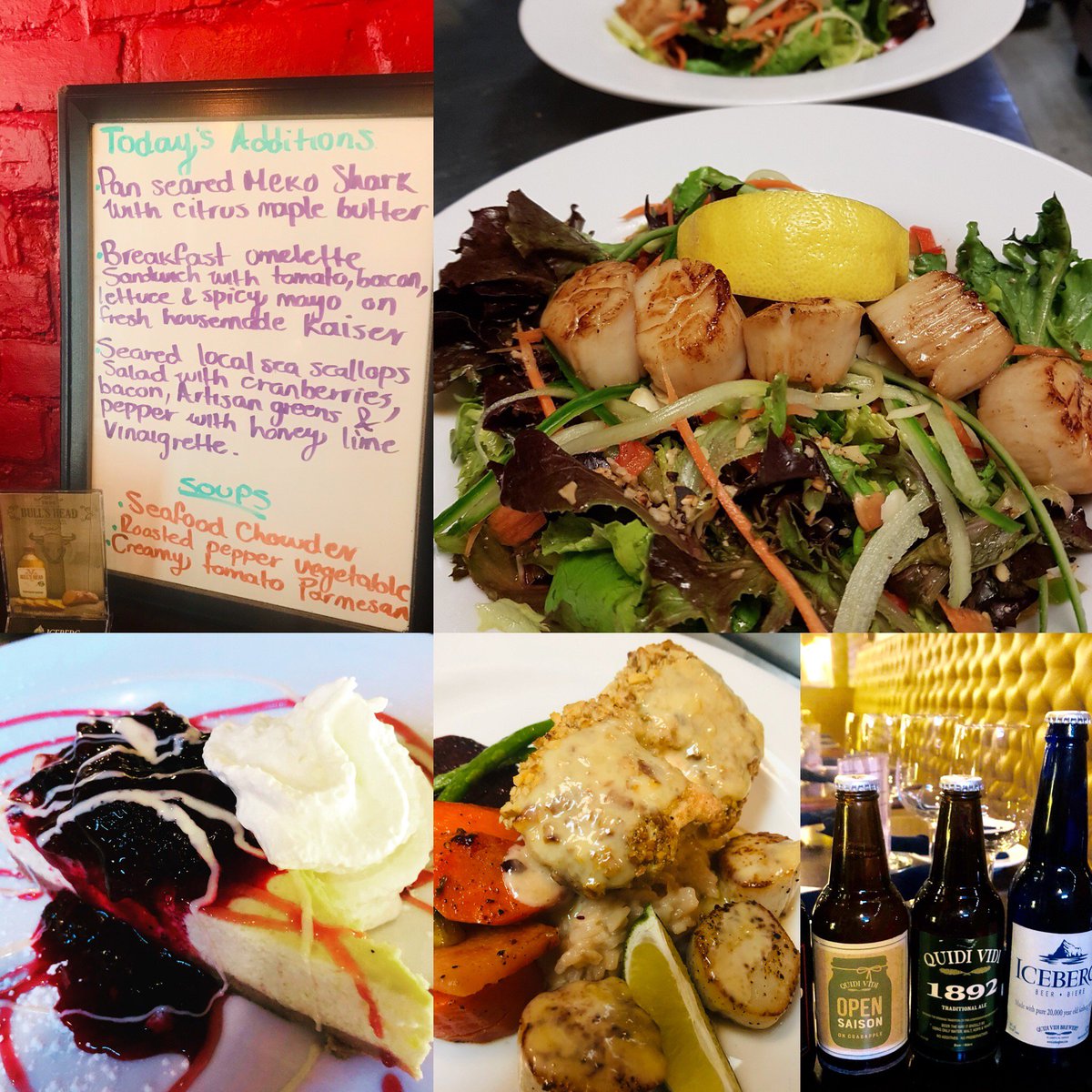 Olivers160's tweet photo. Join us for fresh local seafood, cold beer or how about housemade desserts? #lunch #healthyfood #vegan #NLcod #yyt https://t.co/phLsRPKK77