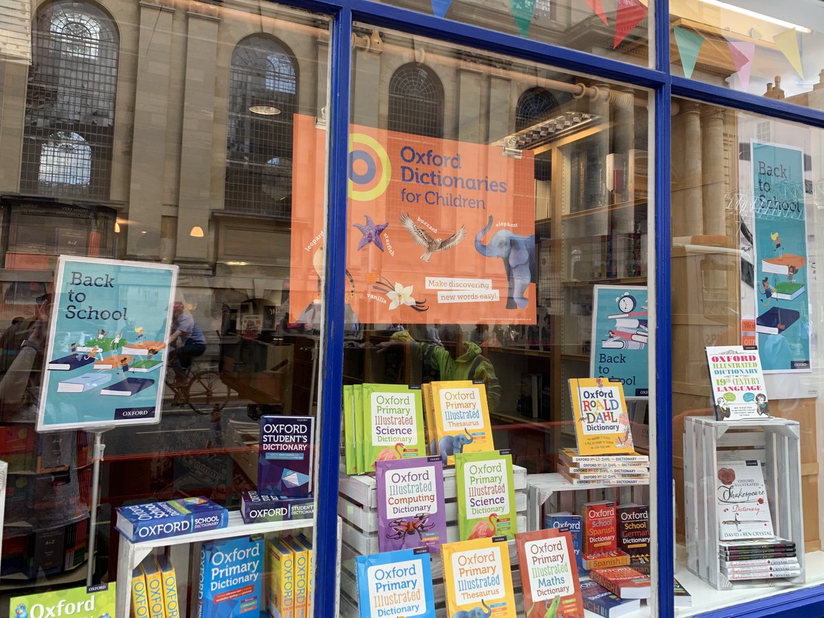 OxfordChildrens's tweet photo. It's that time of year again! The OUP Bookshop is brimming with essential books for #BackoSchool. Check out the fab new window display! https://t.co/CwH3rf83Zp
