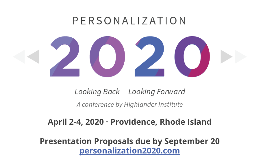 ThroughlineLrng's tweet photo. We are thrilled to announce that for this upcoming year only, our Blended & Personalized Learning Conference is #Personalization2020! The RFP for Presenters is open from now until September 20, so please consider applying! For more info, go to https://t.co/1ICpq67hs6 #BPLC19 https://t.co/2vCwstkK36