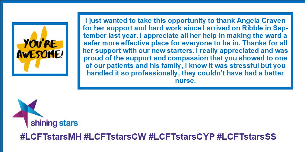 WeAreLSCFT's tweet photo. "I just wanted to take this opportunity to thank Angela Craven for all her support and hard work since I arrived on Ribble in September."
#LCFTstarsMH https://t.co/1YkuuwMTxZ