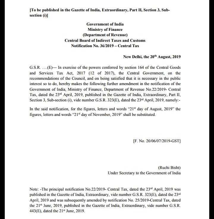 DailyTax's tweet photo. Latest Update as per 20th August “Effective date to not allow e-way bill generation for not filing returns for 2 months, extended till Nov 21."
#dailytaxanalysis #EWaybill #GST #GSTCouncil #return #filing #yourtaxguide #GSTR3B #ca #cs #cma #icai #ICSI #India https://t.co/oVEoYuOX7P