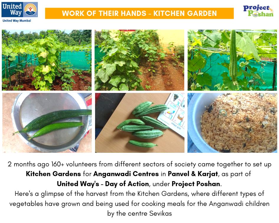 UWMumbai's tweet photo. We are so happy that the fresh harvest from the Kitchen Garden has been used to cook nutritious #food for #children at #Panvel and #Karjat Anganwadis. #earlymomentsmatter #ProjectPoshan #volunteer #WednesdayMotivation #DayofAction #LiveUnited https://t.co/Xbrpp6gJXP