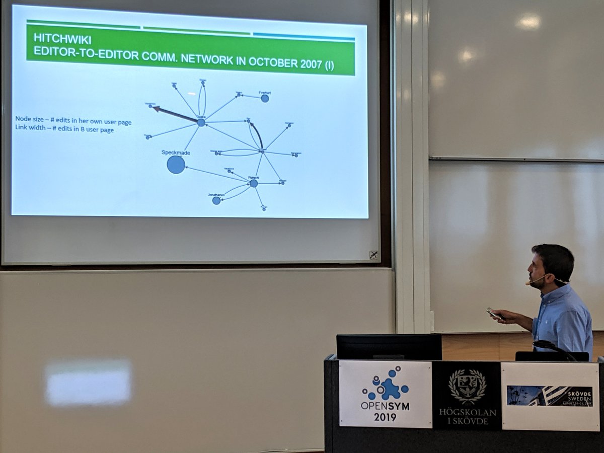 WikiResearch's tweet image. Javier Arroyo on &quot;Visualization of the evolution of collaboration and communication networks in wikis&quot; using the &quot;WikiChron&quot; tool opensym.org/wp-content/upl… github.com/Grasia/WikiChr… #OpenSym