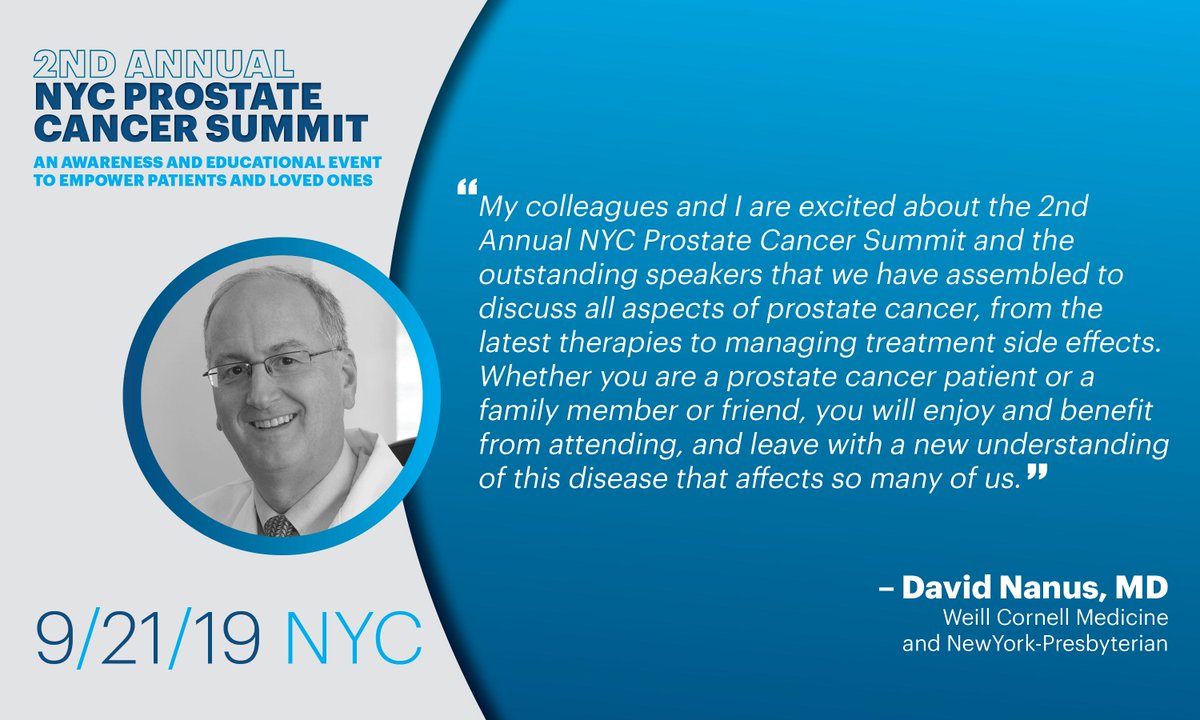 Proud to co-host the #NYCProstateSummit for the 2nd consecutive year. Event is FREE and open to the community. Join to learn from experts in the field and fellow members of the #prostatecancer patient community. bit.ly/nycprostatesum…