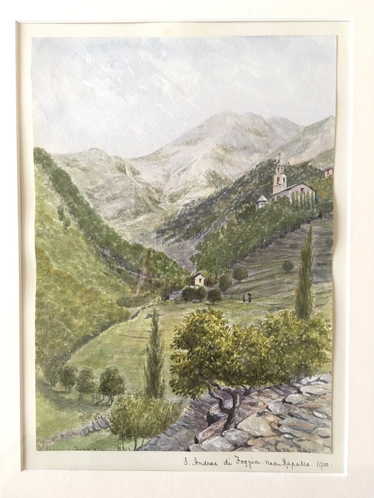 TopogArt's tweet photo. Sant’Andrea di Foggia above #rapallo and upper slopes of Mount Manico del Lume (800 m asl) in 1900 (Alfred Sells) and today; some areas still uncovered with trees. https://t.co/i9MNyF4SxC