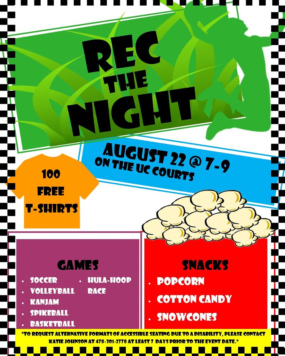MercerRecSports's tweet photo. Come on out THIS Thursday for our annual Rec the Night! https://t.co/taRIP5qqjr