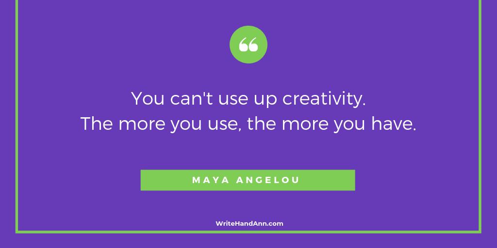 writehandann's tweet photo. You can't use up creativity. The more you use, the more you have. (Maya Angelou)  #Wednesdaywisdom

#contentmarketing #smallbusiness https://t.co/3xo2DdZssl