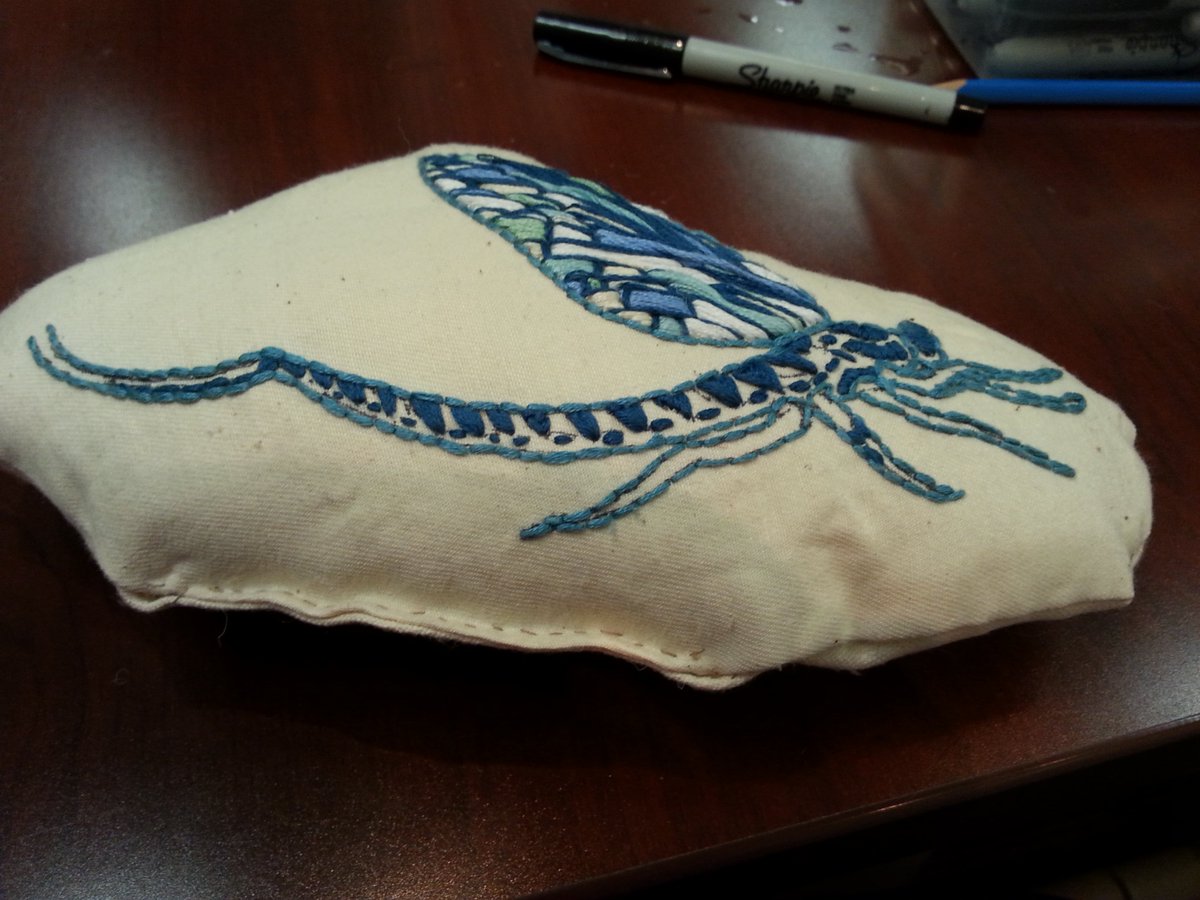 thislabmayfly's tweet photo. Our finished Hexagenia mayfly stuffie! We based this mayfly on the one from our logo design (which is our Twitter profile header). @EmHasMayflyCAD designed the original logo, and @MayflyCatherine did this needlepoint mayfly. 

#EcoEvoEnto2019 @CSEE_Meetings @CSEE_SCEE https://t.co/CXTpf2YBi5