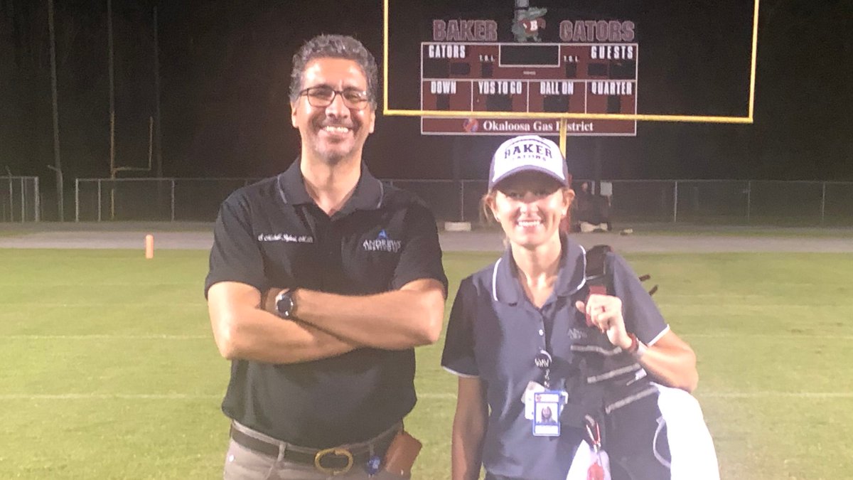 AndrewsInst's tweet photo. Andrews Institute certified athletic trainer Jessica Langston, ATC, and Andrews Institute fellow Dr. S. Mehdi Jefari provided sports medicine coverage at the Baker School kickoff classic. #ForThoseWhoMove https://t.co/0jrCOEqRLv