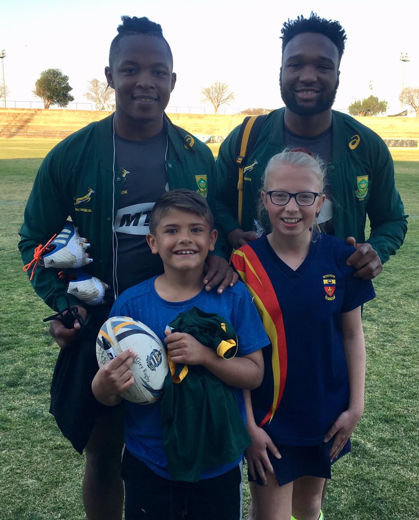 Bennaref's tweet photo. @EbenEtzebeth Thanks a million for what you and the whole @Springboks squad did today to make my kids’ day unforgettable! You guys inspire on and off the field #Springboks #RWC2019 #Champions https://t.co/QSwDRZmlY3