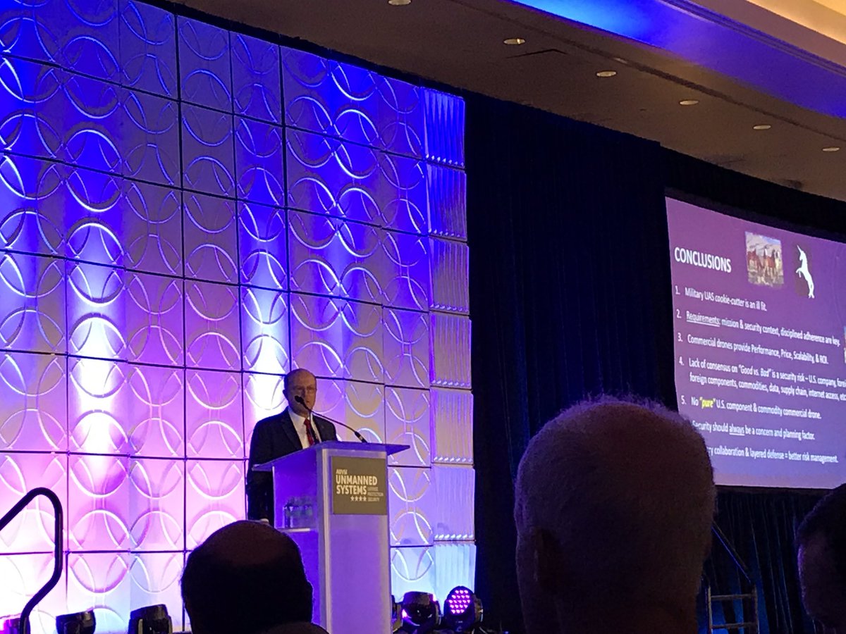 AUVSI's tweet photo. “We need to reach a consensus on what is good and what is bad when it comes to #drones. #Industry collaboration & layered #defense = better risk management.” - Mark L. Bathrick, Director, Office of Aviation Services, @Interior #USDPS19 https://t.co/qDd9oxljLq