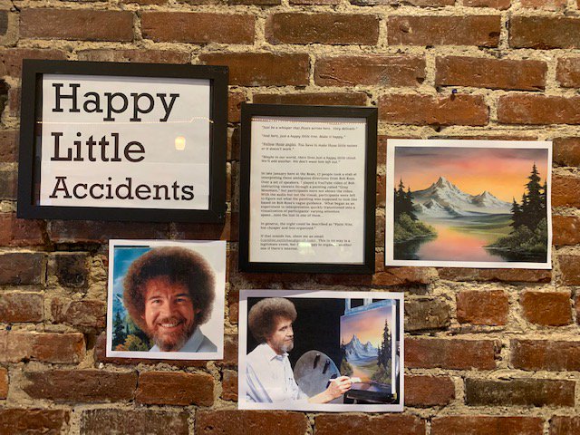 csuttlehan's tweet photo. #BobRossNite is, to steal Bob’s hallmark phrase, “a happy little accident” from a failed experiment.

Think Paint Nite, but less legit and more fun. And you get to display your art in a Cambridge cafe for 3 months!  

#Boston come play at the next event 

https://t.co/gUlqFGfn6y https://t.co/2Gp66wcJaF