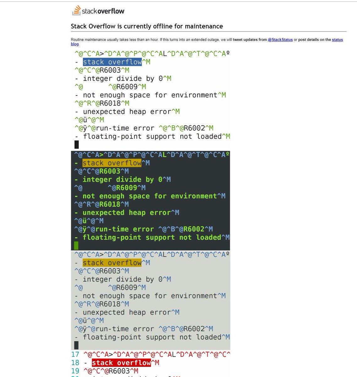evilripper's tweet image. Dai cazzarola! #stackoverflowdown #porcodio